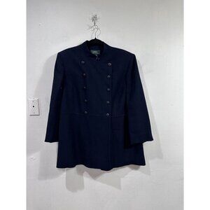 Ralph Lauren Quintessential Navy Blue Wool Gabardine Long Blazer Jacket  SZ M/L